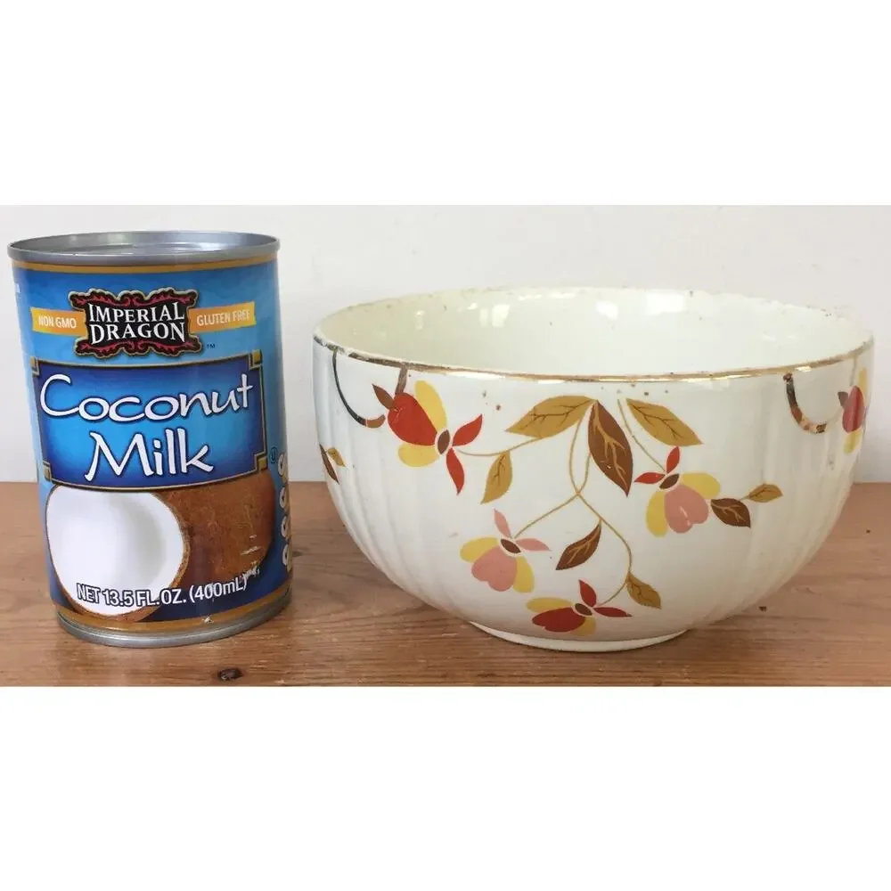 Vintage 50s Hall Autumn Leaf Jewel Tea Ceramic Kitchen Nesting Mixing Bowl 6.25